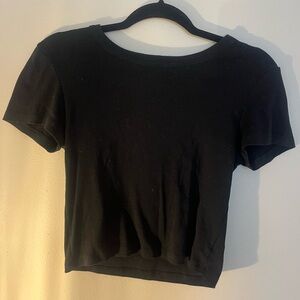 AMERICAN EAGLE BLACK BABYDOLL TEE CROP SHIRT MEDIUM
